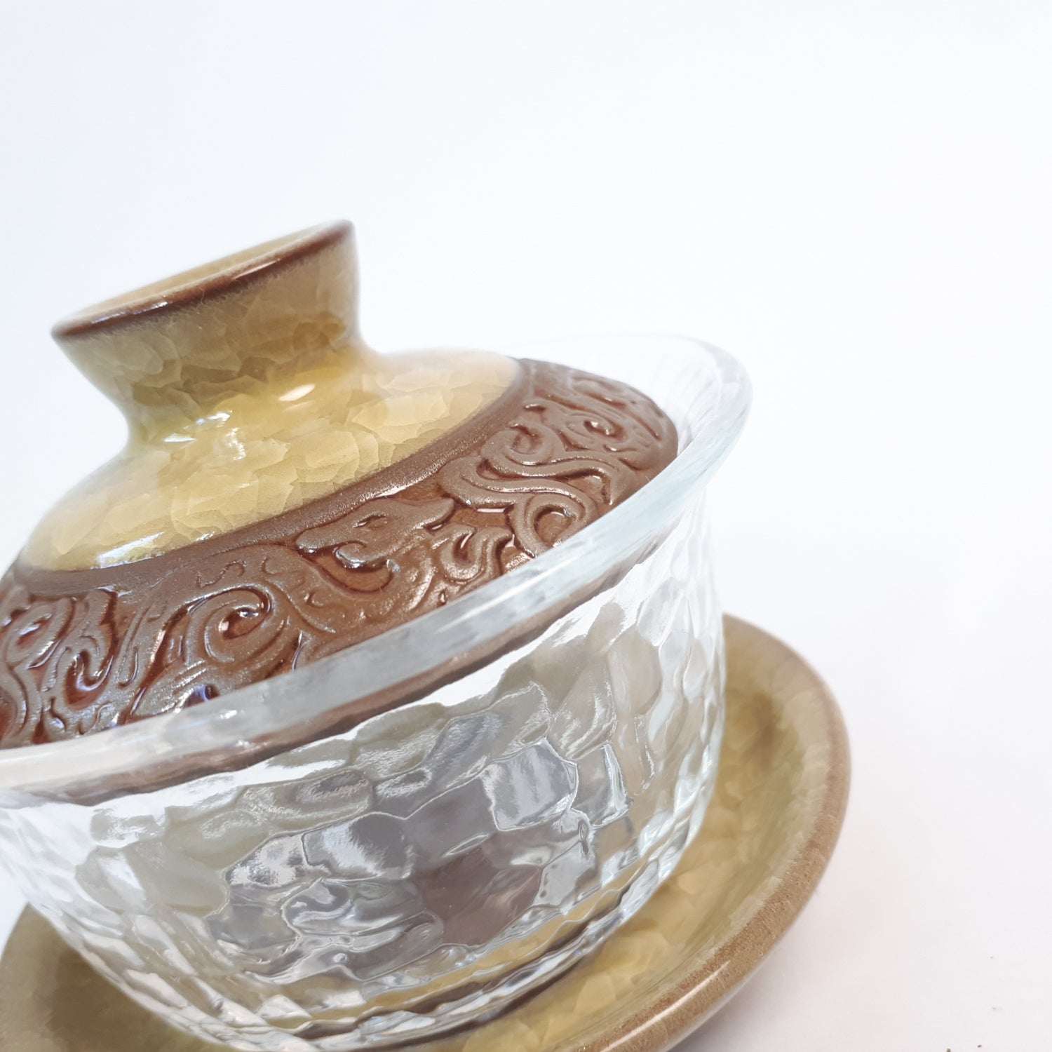 Gaiwan hammered glass yellow 125ml