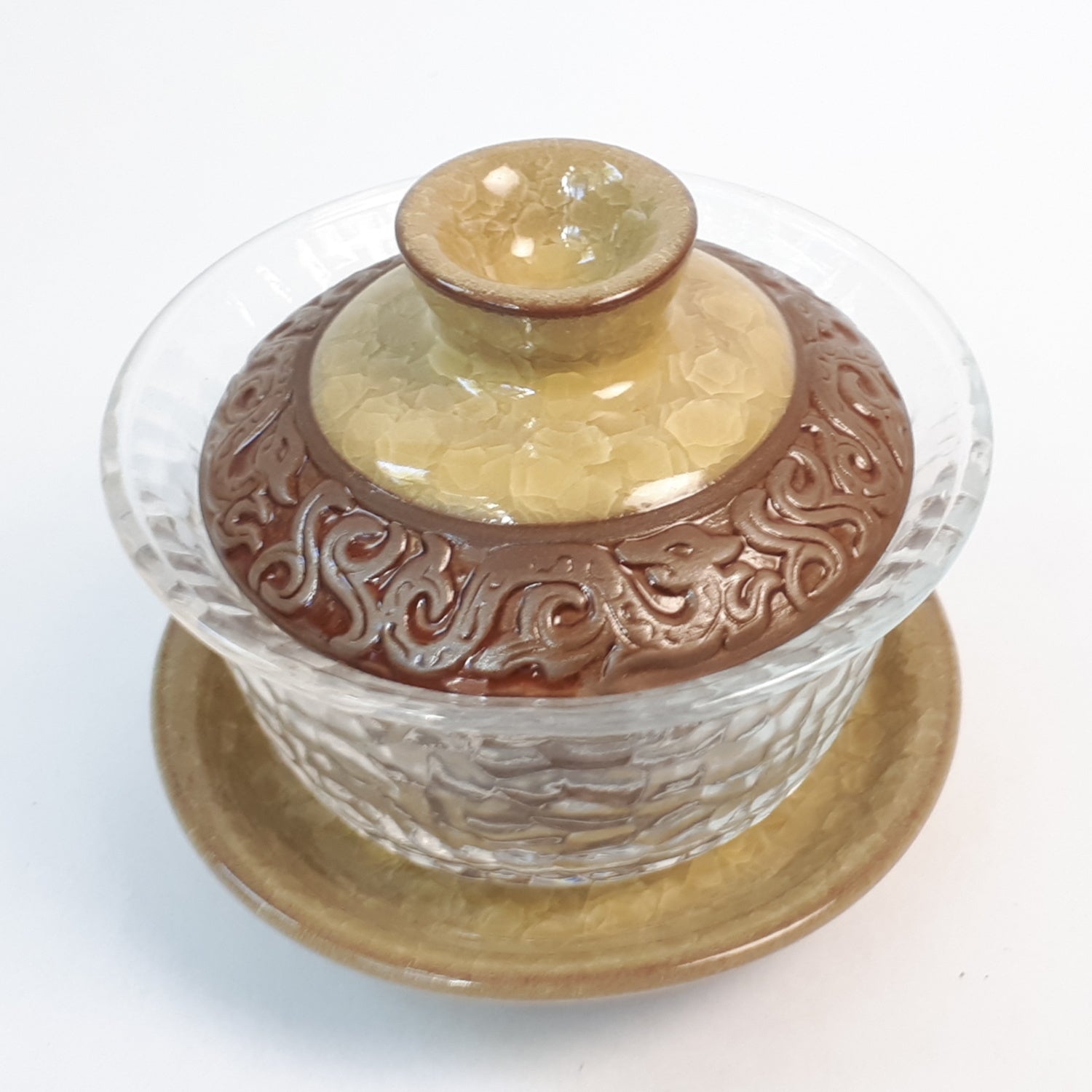 Gaiwan hammered glass yellow 125ml