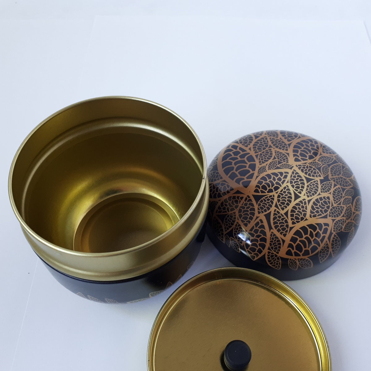 Tea Tin Leaves Black