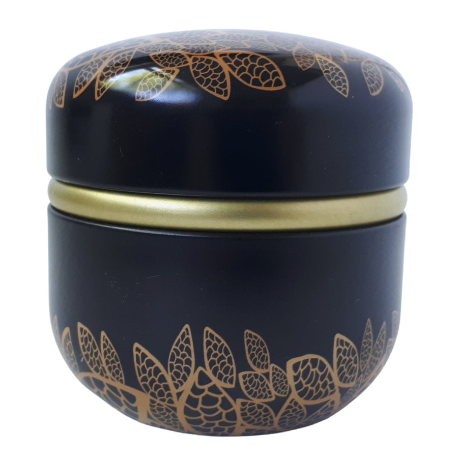 Tea Tin Leaves Black